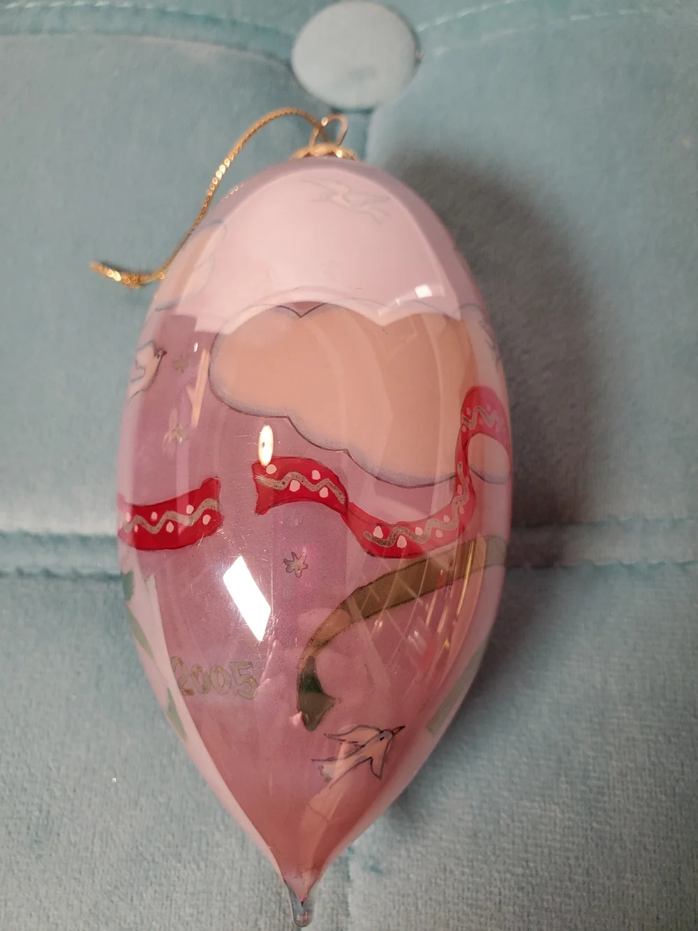 Pier 1 Li Bien 2005 Angel Harp Teardrop Glass Ornament Boxed